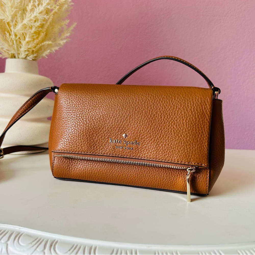 kate spade New York Tan Pebbled Leather Crossbody Bag - Picture 2 of 8